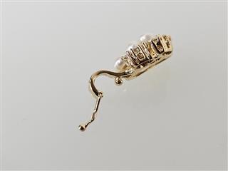 14K Yellow Gold 3.9mm Round Pearl Round Diamond Pendant Charm